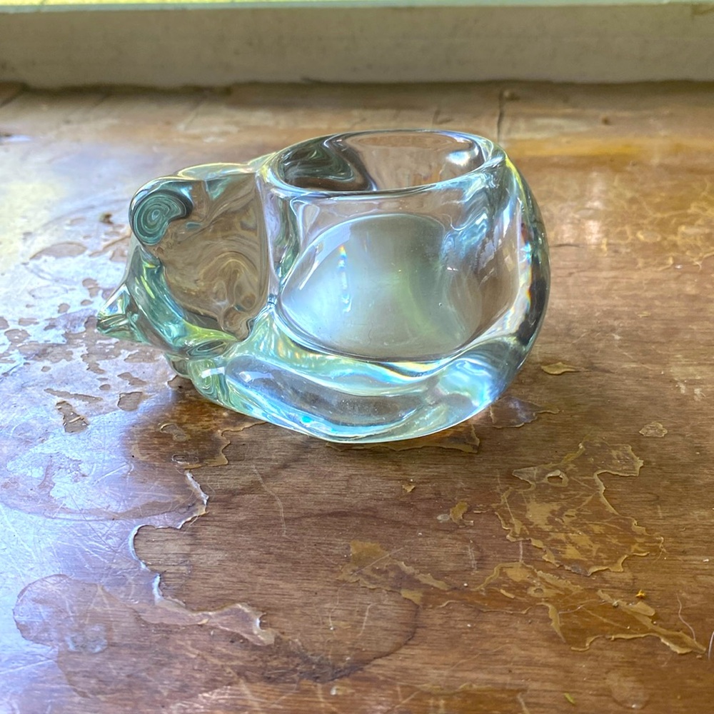 3/$15. Cat glass candle holder
